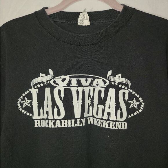 Alstyle Viva Las Vegas Rockabilly Weekend Short Sleeve Black T-shirt Youth Size - Picture 2 of 7